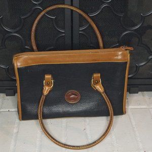 Vintage Dooney & Bourke Black Tan Leather Large Handbag Satchel